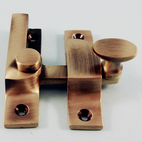 THD101N/AB • Non-Locking • Antique Brass • Narrow Quadrant Oval Knob Sash Fastener